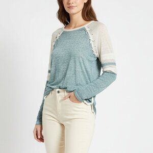 Fitz + Eddi Blue & Ivory Long Sleeve Tee T Shirt L